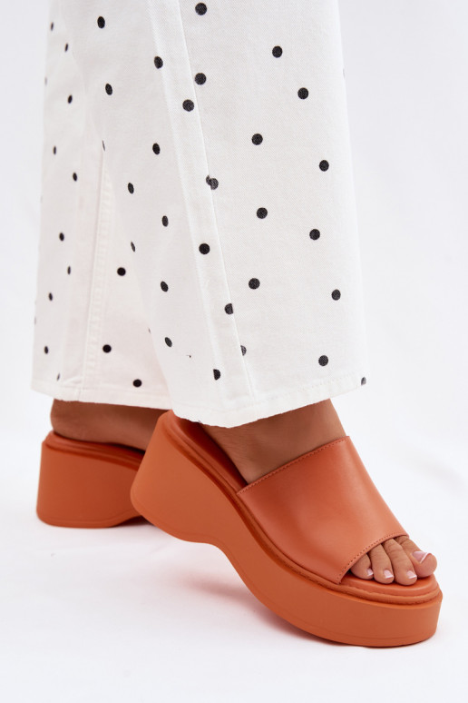 Women's orange platform slippers Virelia