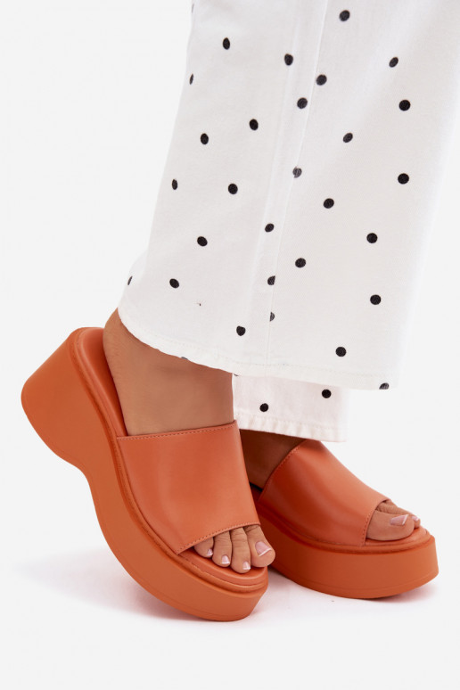 Women's orange platform slippers Virelia