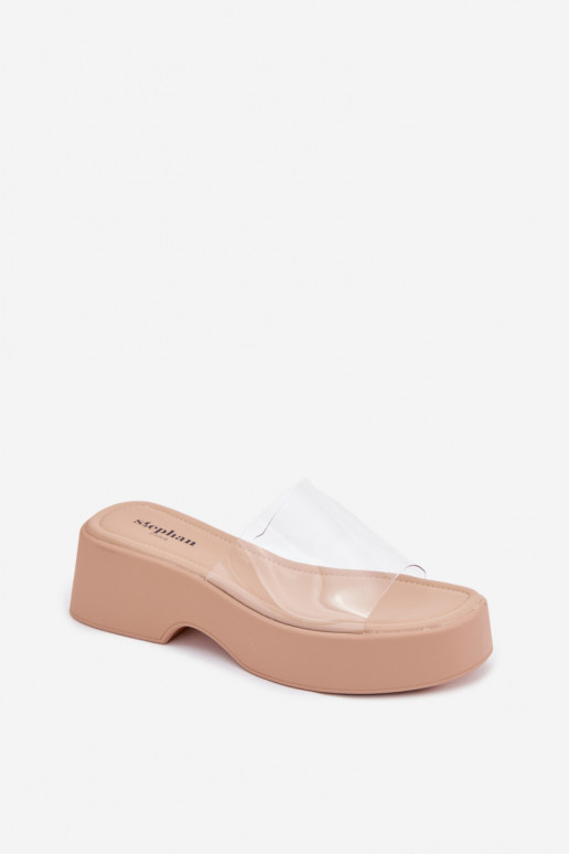 Women's sand platform slippers with transparent straps Selestia