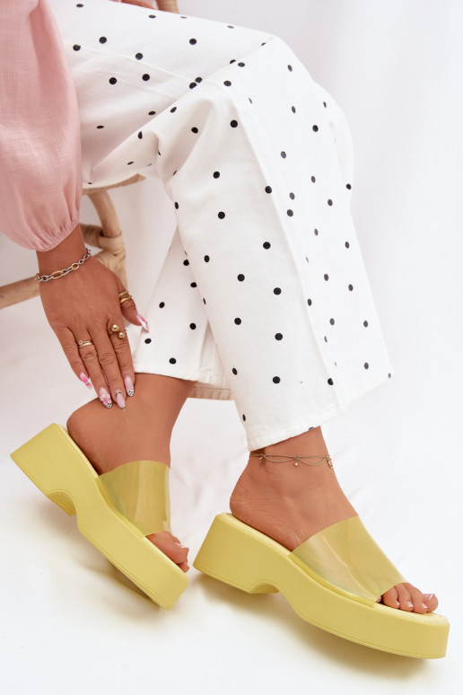 Women's Platform Sandals With Transparent Strap Yellow Selestia