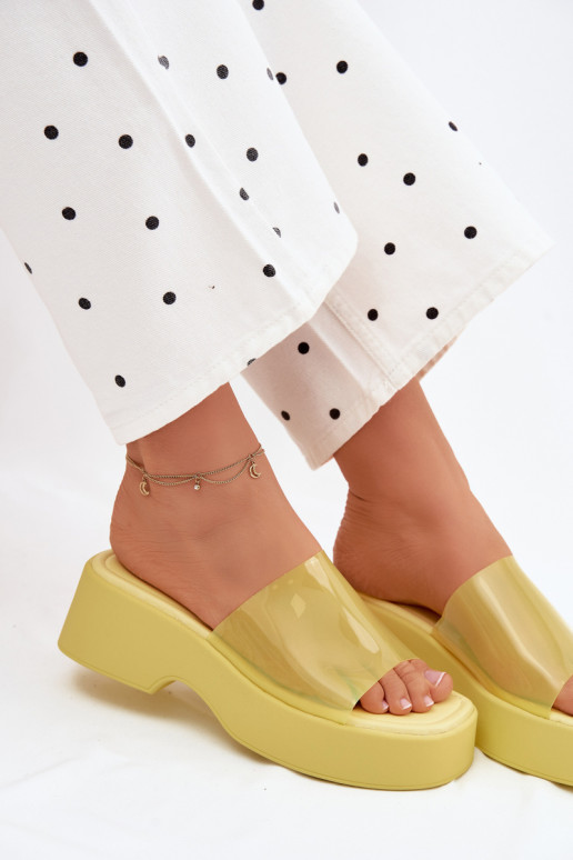Women's Platform Sandals With Transparent Strap Yellow Selestia