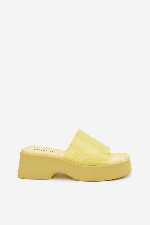 Women's Platform Sandals With Transparent Strap Yellow Selestia
