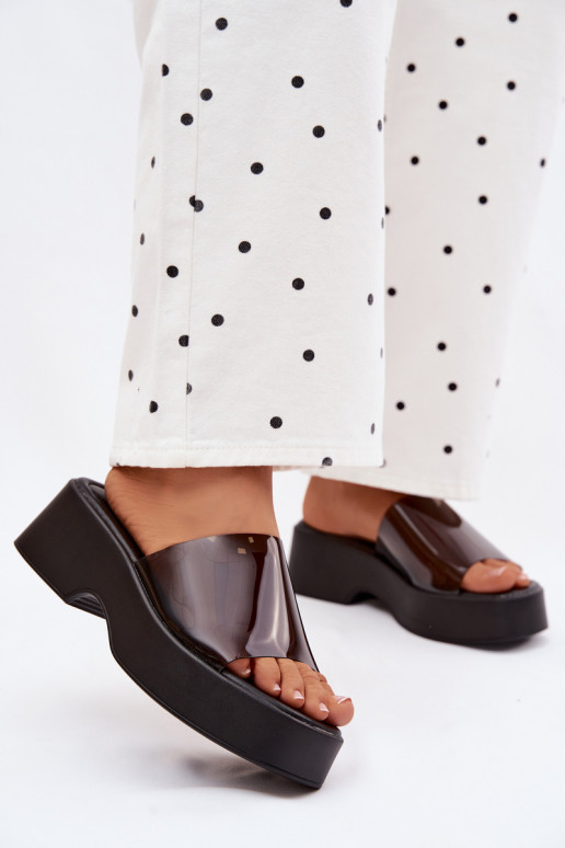 Women's Platform Sandals With Transparent Strap Black Selestia
