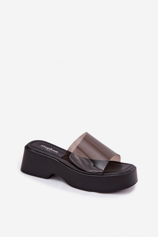 Women's Platform Sandals With Transparent Strap Black Selestia