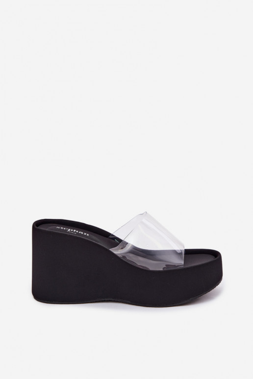 Women's Platform Sandals With Transparent Strap Black Zolretia