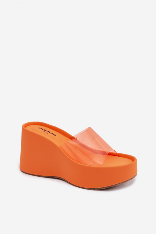 Women's Platform Sandals With Transparent Strap Orange Zolretia