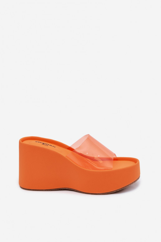 Women's Platform Sandals With Transparent Strap Orange Zolretia