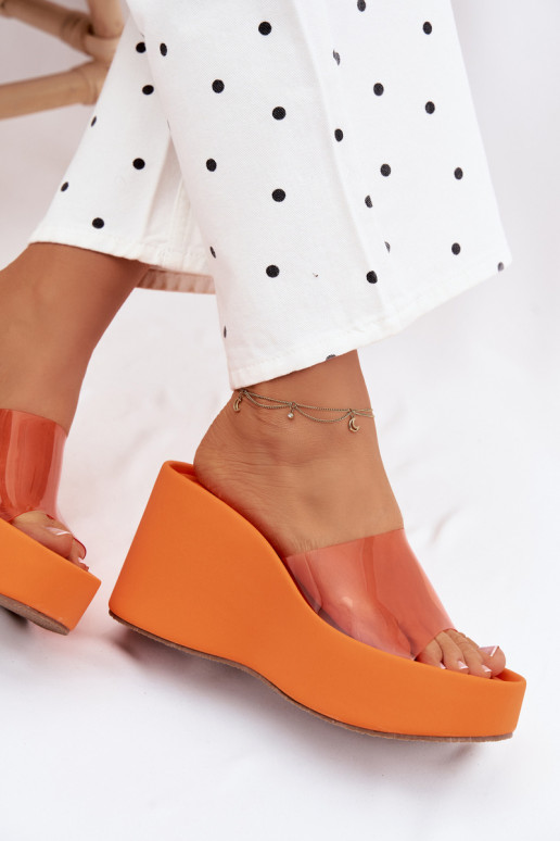 Women's Platform Sandals With Transparent Strap Orange Zolretia