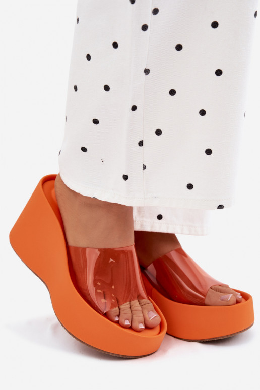 Women's Platform Sandals With Transparent Strap Orange Zolretia