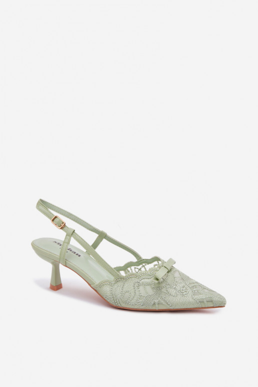 Lace-up green sandals with bows on the heel Tai turiribelle