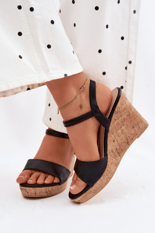 Women's black platform sandals Clarabella