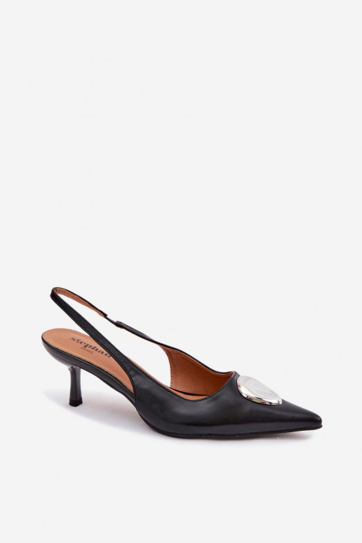 Sandały Damskie Na SzpilcewithOzdobnym Detalem Czarne Isadora