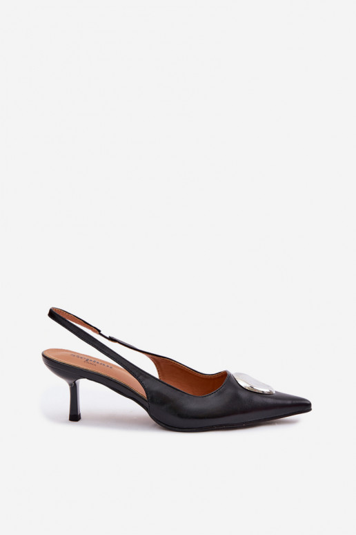 Sandały Damskie Na SzpilcewithOzdobnym Detalem Czarne Isadora