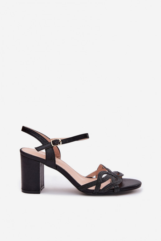 Women's Block Heel Black Sandals Antonella
