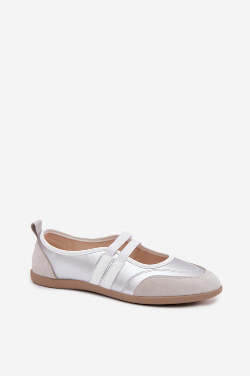 Silver sporty ballerinas with elastic straps Donatella
