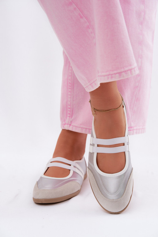 Silver sporty ballerinas with elastic straps Donatella