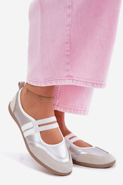 Sport Ballerinas With Elastic Straps Silver Donatella