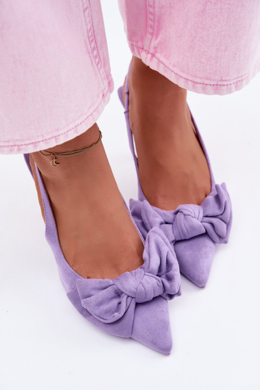 Women's High Heeled Sandals With Bow Purple Petrella