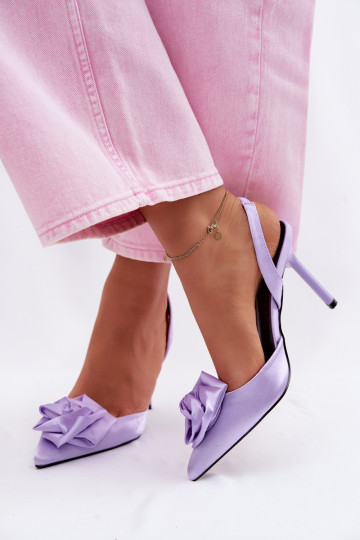 Women's High Heel Sandals With Satin Finish Purple Irina