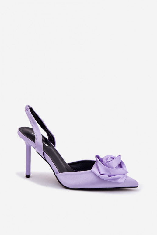 Purple women's sandals with thin heels and satin finish Irina