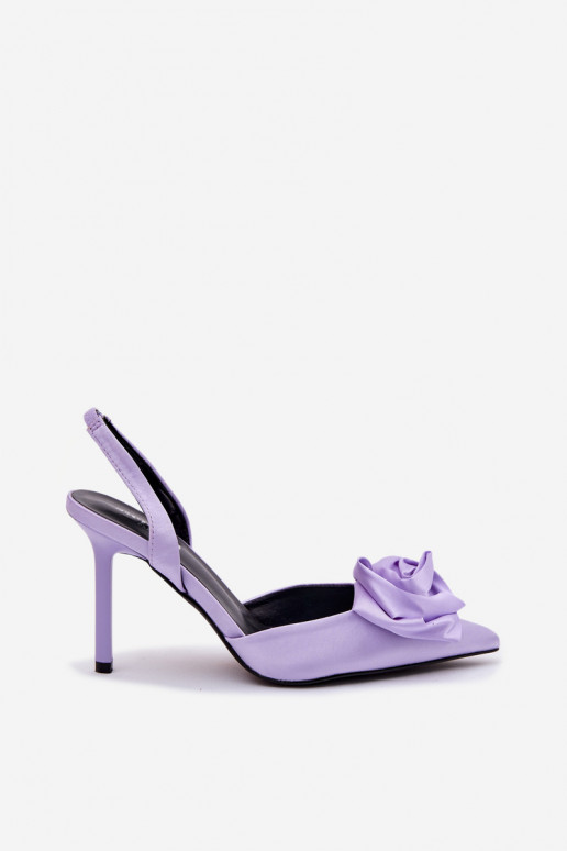 Purple women's sandals with thin heels and satin finish Irina