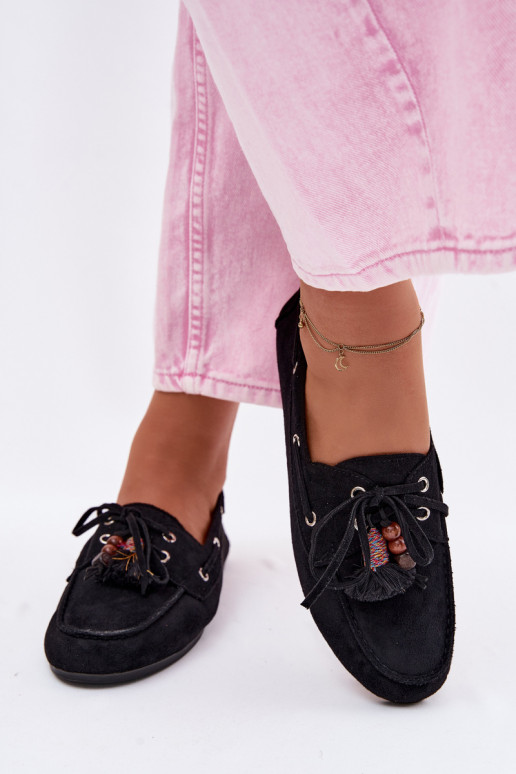 Black women's moccasins with tassels Teresa