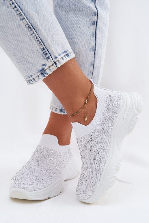 White women's slip-on sports shoes with decoration Melorae