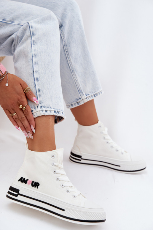 Women's High Platform Sneakers White Liline
