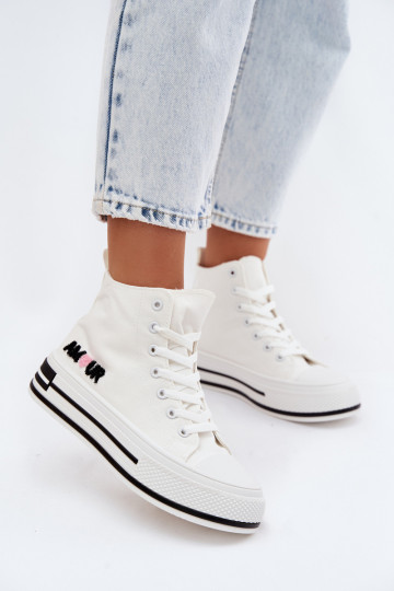 White high-top casual shoes with platform Liline 2