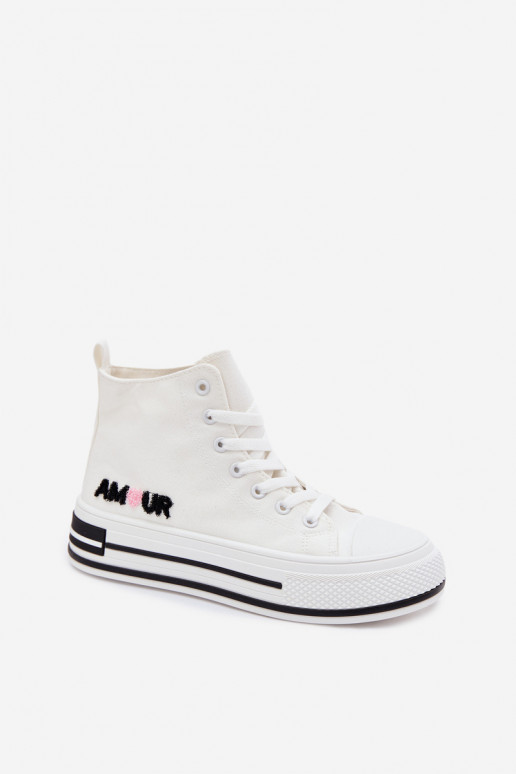 White high-top casual shoes with platform Liline