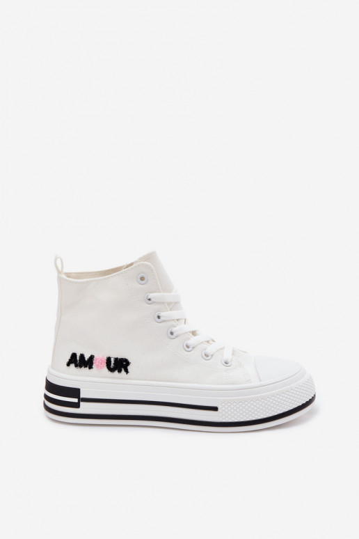 White high-top casual shoes with platform Liline