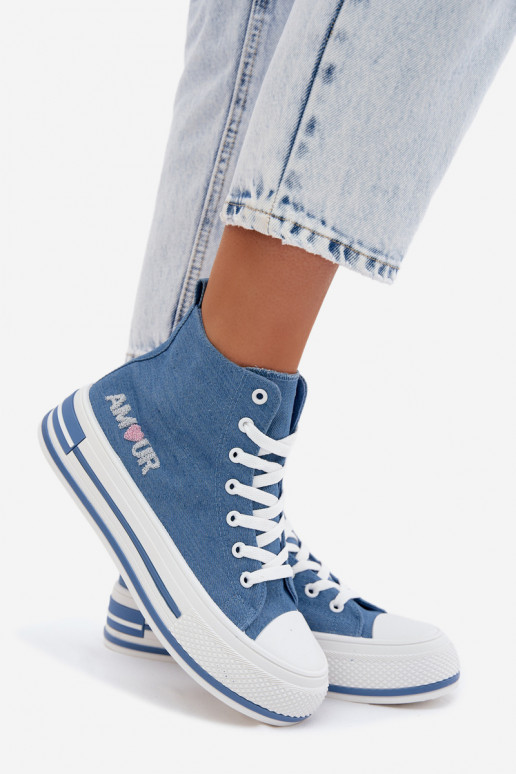 Women's High Platform Sneakers Blue Liline