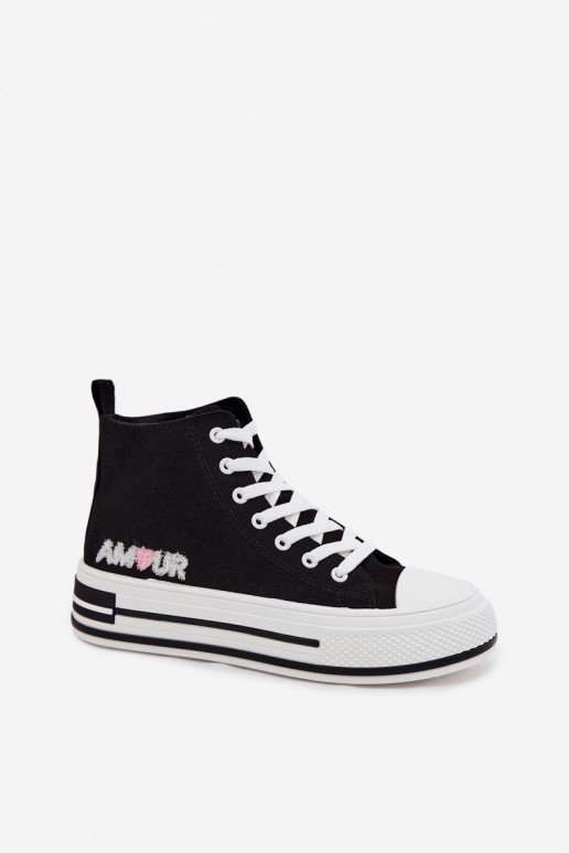 Women's High Platform Sneakers Black Liline