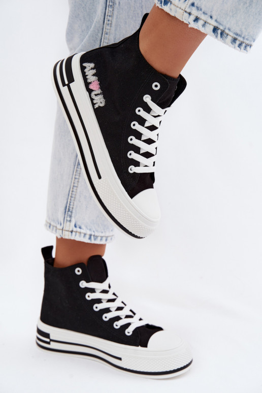 Women's High Platform Sneakers Black Liline
