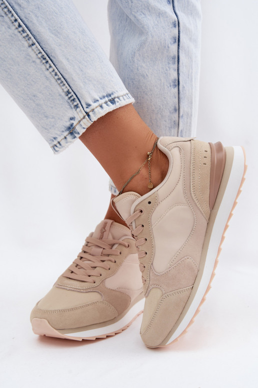 Zamszowe Sneakersy Damskie McArthur MA2512W Beżowe