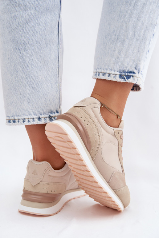 Zamszowe Sneakersy Damskie McArthur MA2512W Beżowe