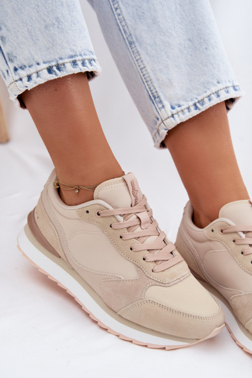 Zamszowe Sneakersy Damskie McArthur MA2512W Beżowe