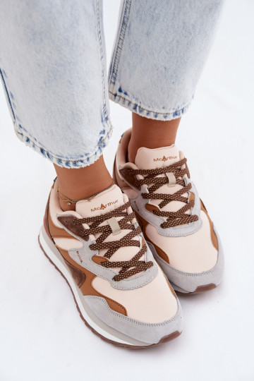 Brown women's sneakers made of suede McArthur MA253IN