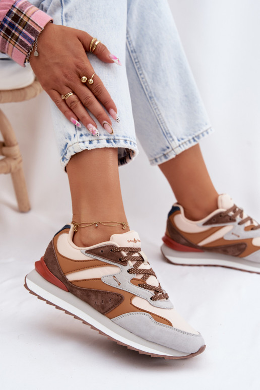 Brown women's sneakers made of suede McArthur MA253IN