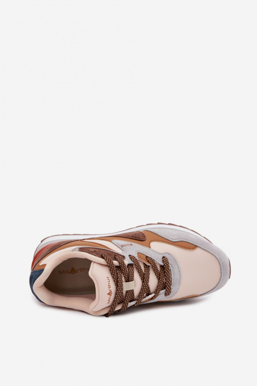 Brown women's sneakers made of suede McArthur MA253IN