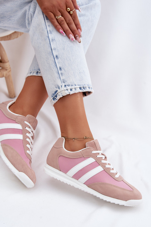 Pink women's sports shoes made of suede McArthur MA258IN