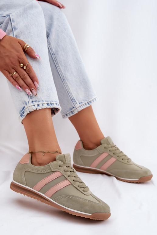 Zielone buty sportowe damskie ze zamszu McArthur MA258IN