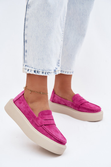 Pink faux suede platform moccasins Vinceza 79594 2