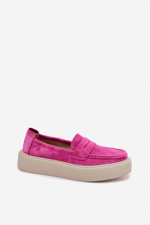 Pink faux suede platform moccasins Vinceza 79594