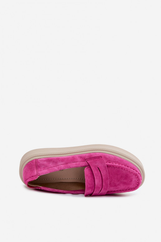 Vinceza Fuchsia Natural Suede Platform Moccasins