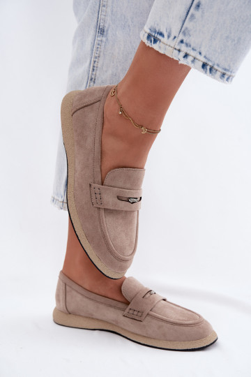 Women's Suede Imitation Moccasins Vinceza Beige