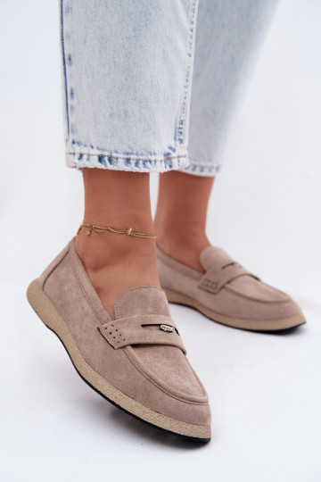 Women's Suede Imitation Moccasins Vinceza Beige 2