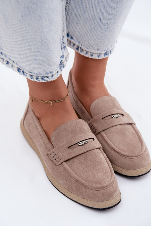 Women's Suede Imitation Moccasins Vinceza Beige