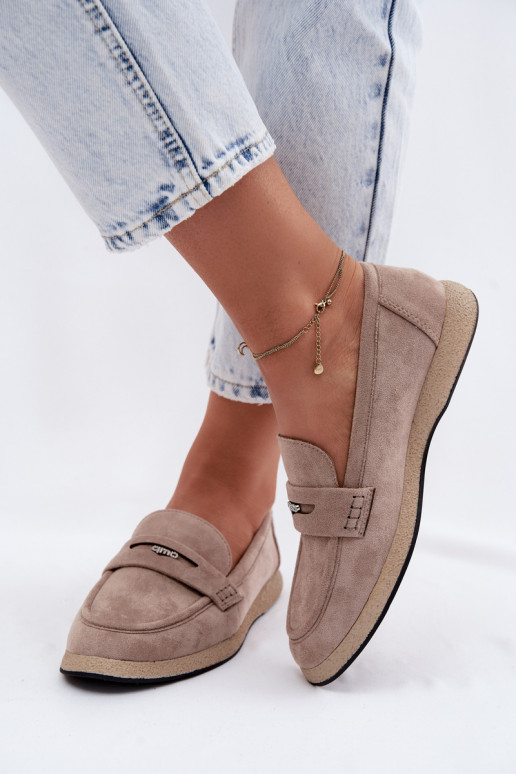 Women's Suede Imitation Moccasins Vinceza Beige
