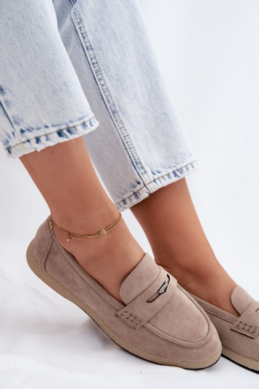 Women's Suede Imitation Moccasins Vinceza Beige